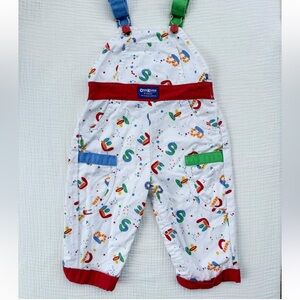 Vintage OshKosh B'gosh White Overalls with Multicolor Accents